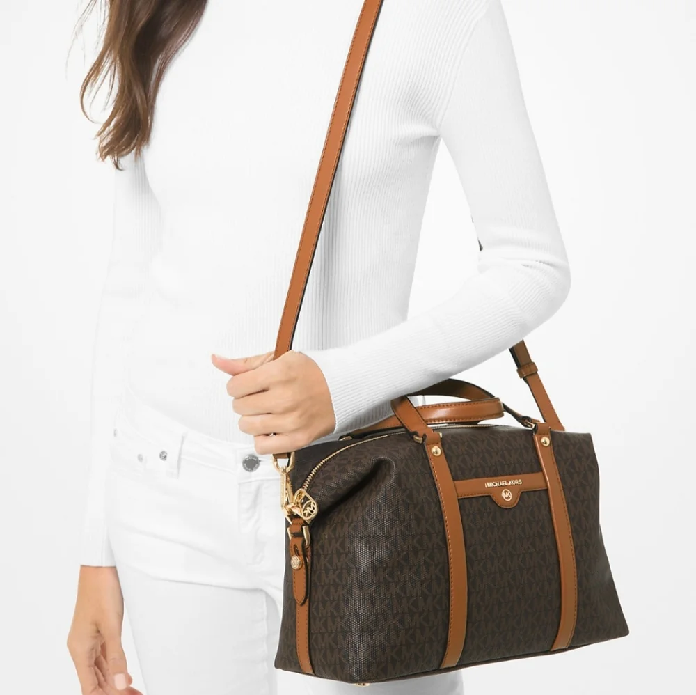 Michael Kors Beck Logo Medium Brown Satchel